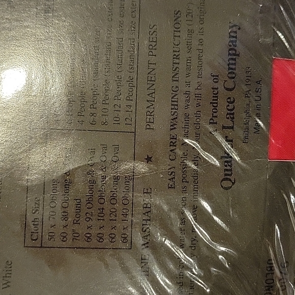QUAKER LACE VALUE PACK Lace Cloth and Solid Red 58x78 Oblong VINTAGE New in Pack - Picture 6 of 6